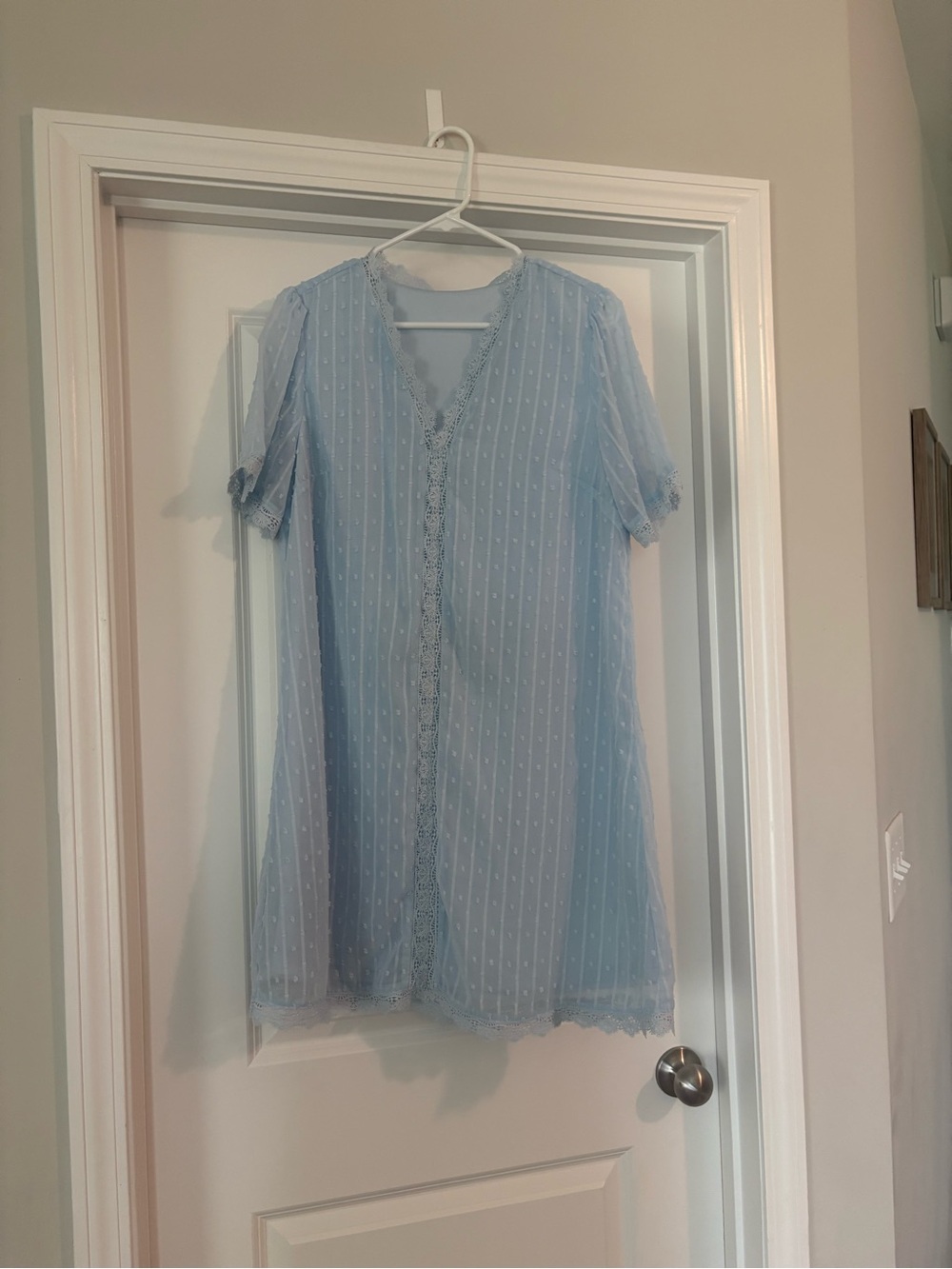 Light Blue Lace-Trim Women's Dress